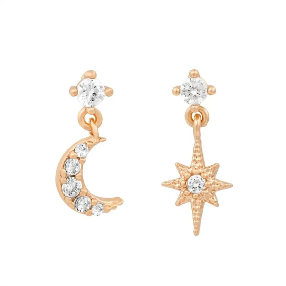 Gold Chain, Hoop & Stud Earrings