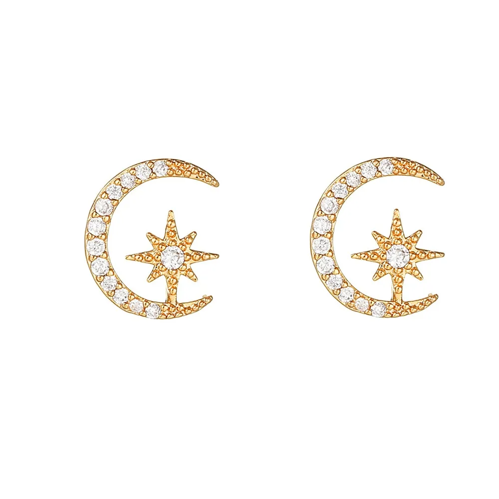 Gold Chain, Hoop & Stud Earrings