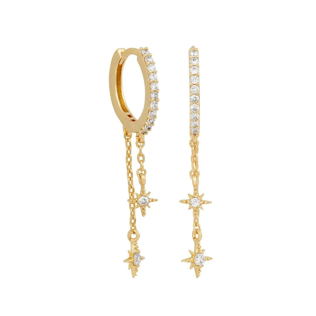 Gold Chain, Hoop & Stud Earrings