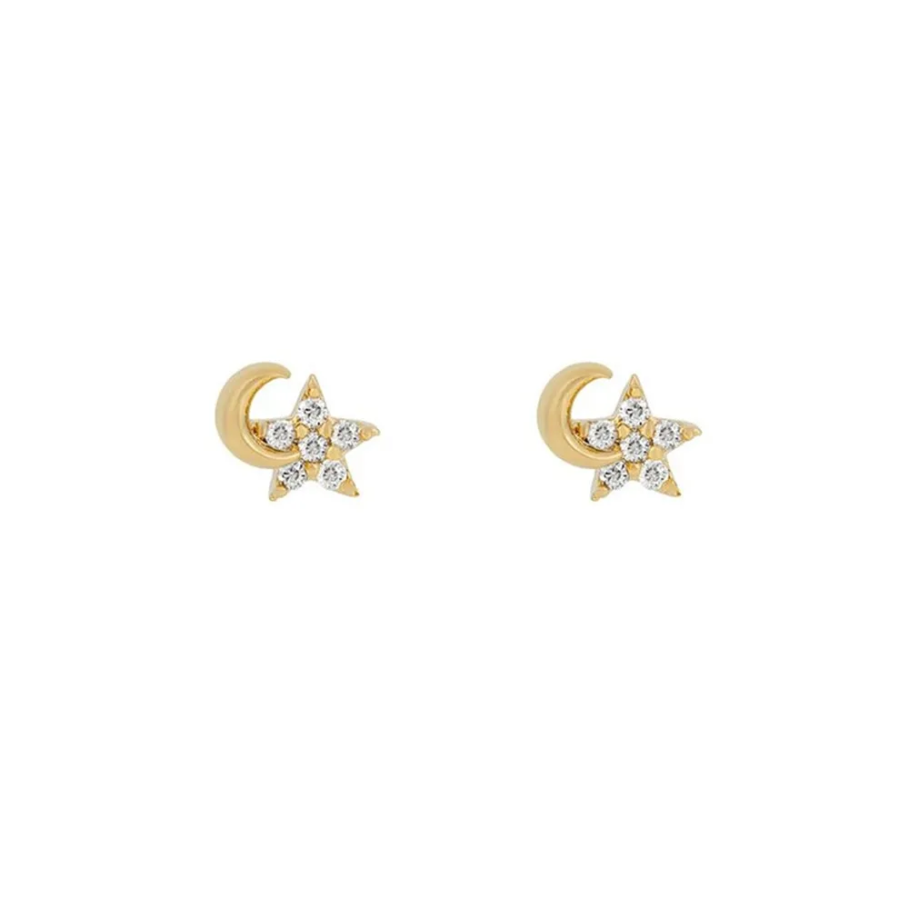Gold Chain, Hoop & Stud Earrings