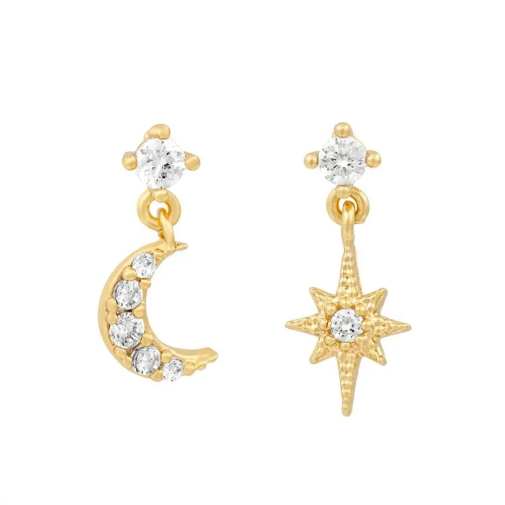 Gold Chain, Hoop & Stud Earrings