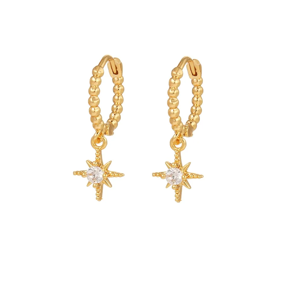 Gold Chain, Hoop & Stud Earrings