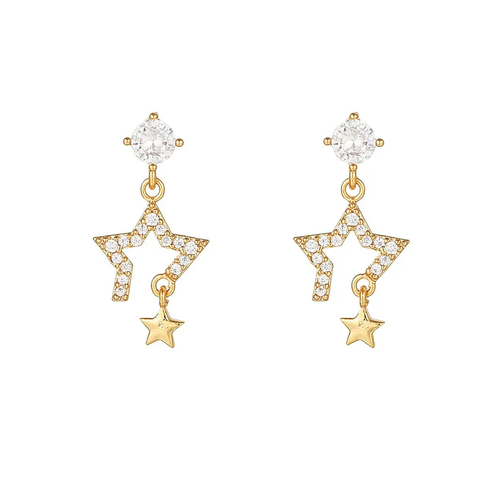 Gold Chain, Hoop & Stud Earrings