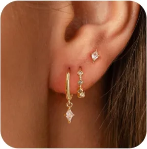 Gold Hoop Earrings for Women, Small 14K Gold Plated Huggie Hoop Earrings Dainty Earring Stacks Hypoallergenic Simple Cartilage Earring Sets for Multiple Piercing Jewelry