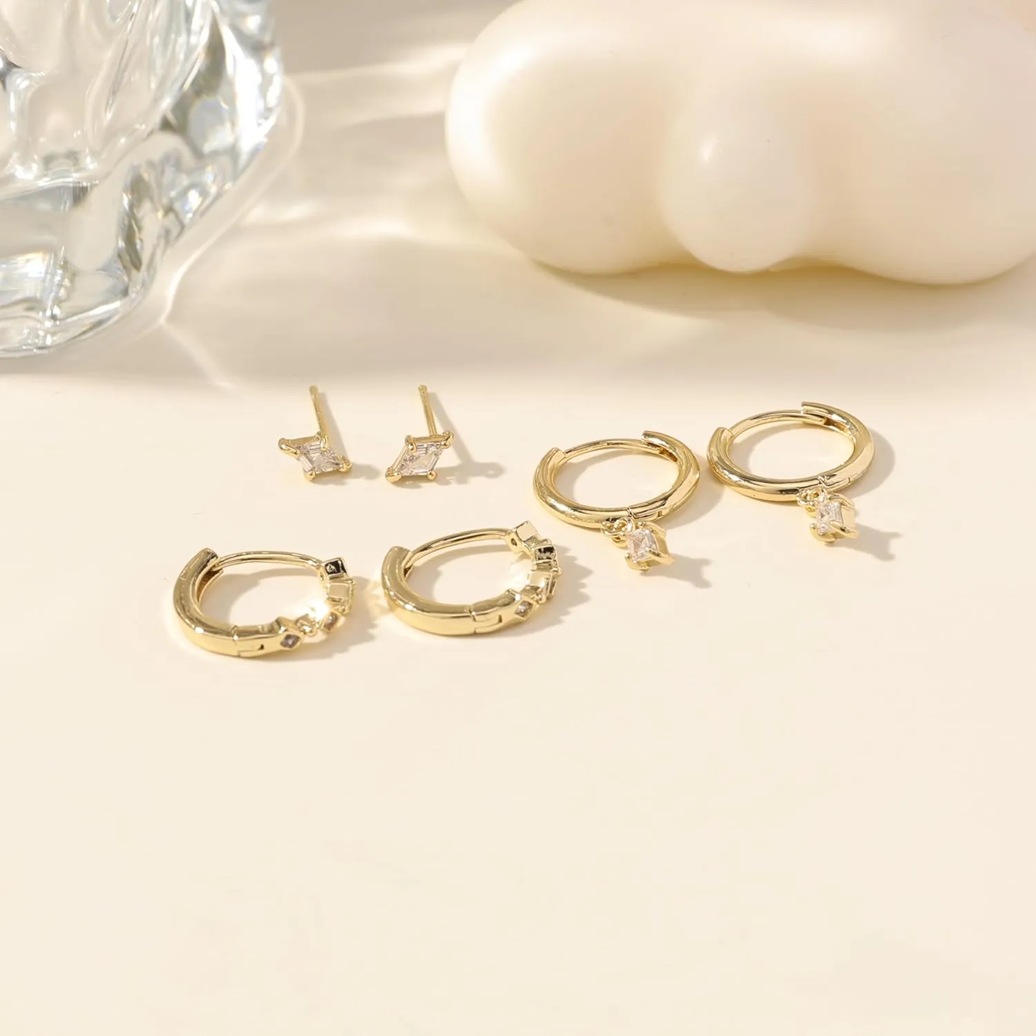 Gold Hoop Earrings for Women, Small 14K Gold Plated Huggie Hoop Earrings Dainty Earring Stacks Hypoallergenic Simple Cartilage Earring Sets for Multiple Piercing Jewelry