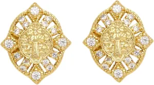 Gold-Plated Crystal Virgin Mary Stud Earrings for Women Dainty Zircon Earrings Catholicism Jewelry