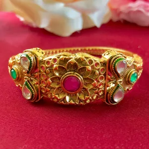 Gold Plated Openable Semi-Precious Stones Bracelet (Design 44)