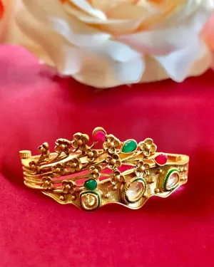 Gold Plated Openable Semi-Precious Stones Bracelet (Design 45)