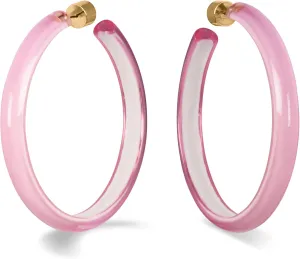 Gold Plated Sterling Silver Lucite Open Hoop Earrings for Women - Assorted Colors, Sizes and Designs