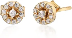 Gold Plated Sterling Silver Stud Earrings with Cubic Zirconia - 925 Sterling Silver