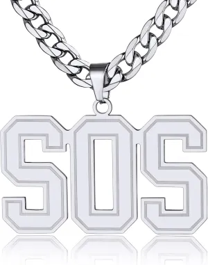 GoldChic Custom Name Necklace for Sports Men Athletes, Mens Personalized Initial letter Necklaces, Large Alphabet Pendant with 4mm Cuban Chain