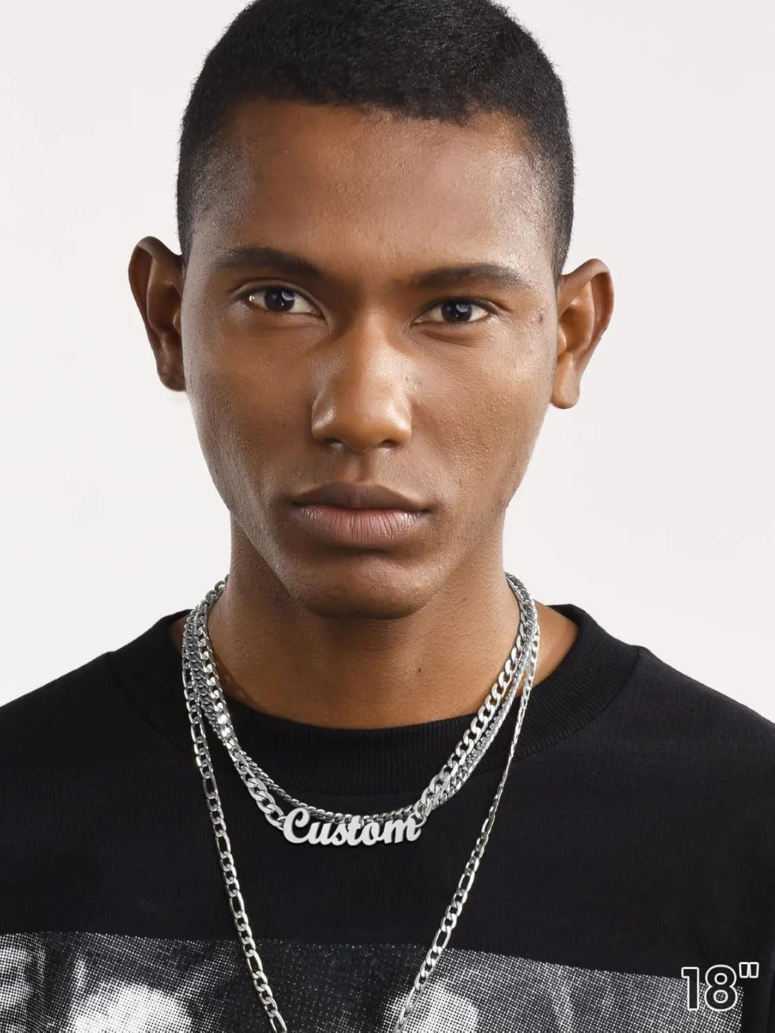 GOLDCHIC JEWELRY Name Necklace Personalized for Men, Womens Custom Name Plate Chain, Stainless Steel Customized Old English Nameplate Choker with Curb Chains Custom, 16 inches to 30 inches
