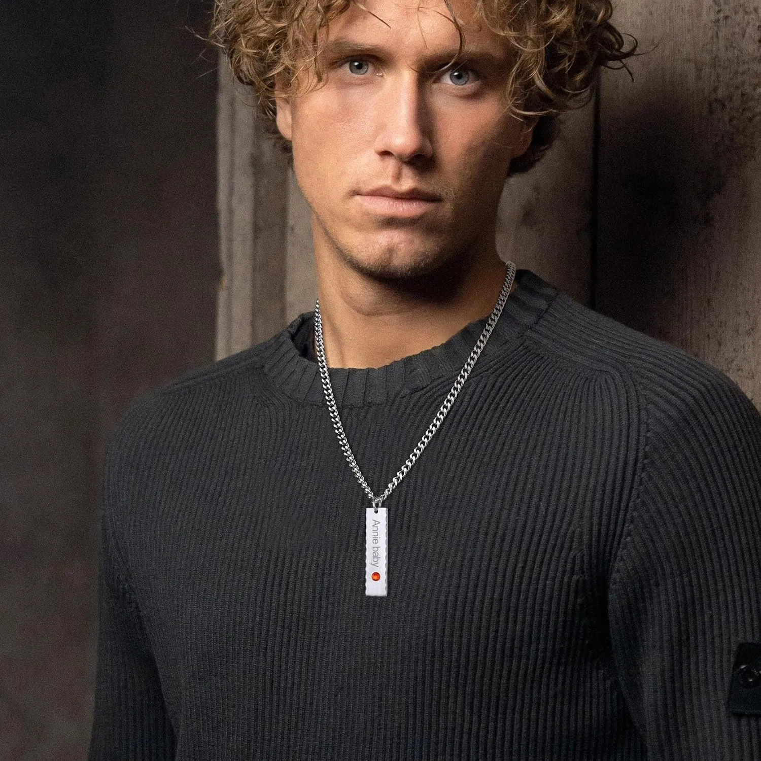GOLDCHIC JEWELRY Personalized Birthstone Name Necklaces for Men Women, Engraved Family Names Necklace with Birthstone Vertical Bar Necklace, Pendant for Husband/Father/Grandma/Wife Birthday Gifts