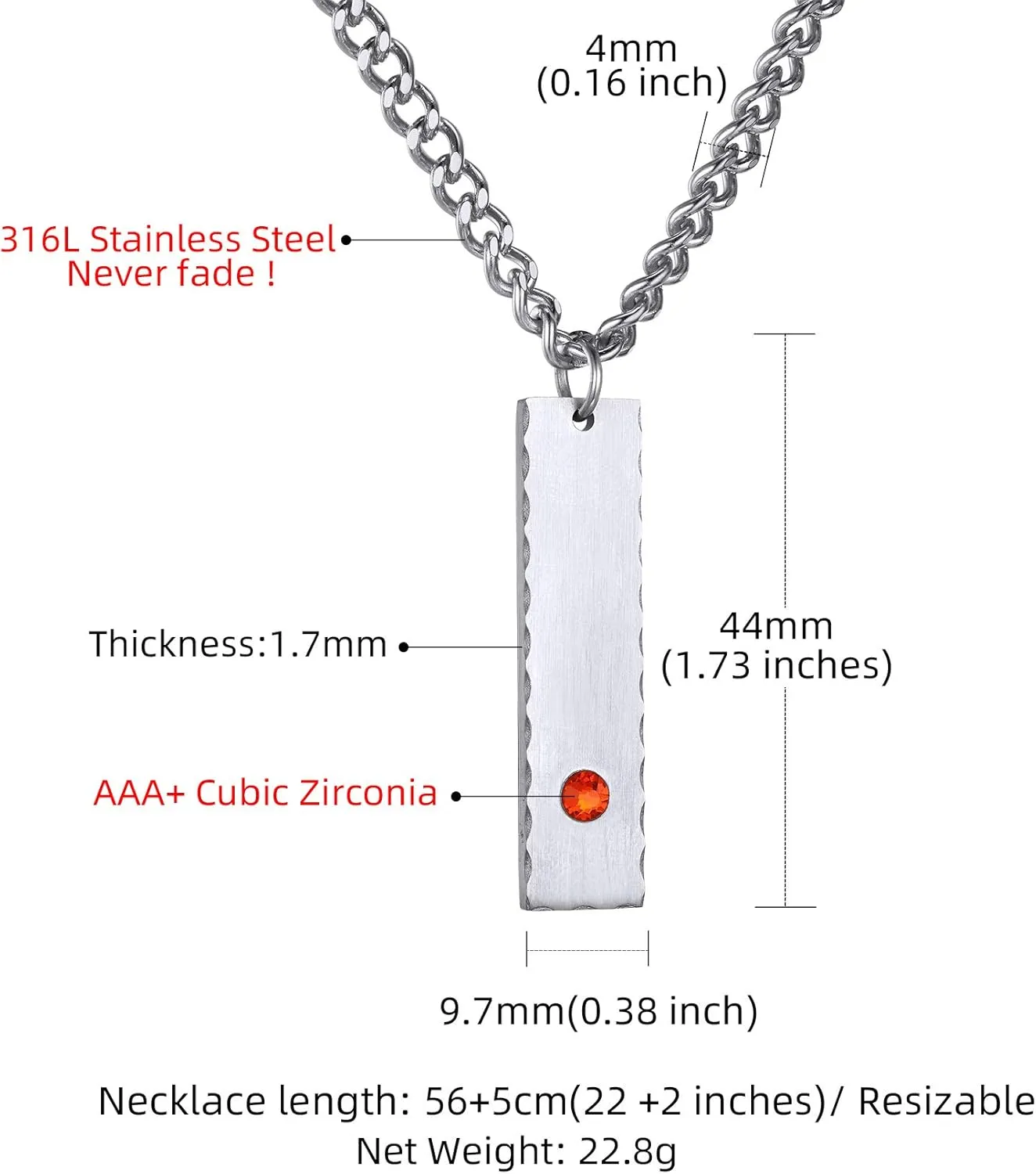 GOLDCHIC JEWELRY Personalized Birthstone Name Necklaces for Men Women, Engraved Family Names Necklace with Birthstone Vertical Bar Necklace, Pendant for Husband/Father/Grandma/Wife Birthday Gifts