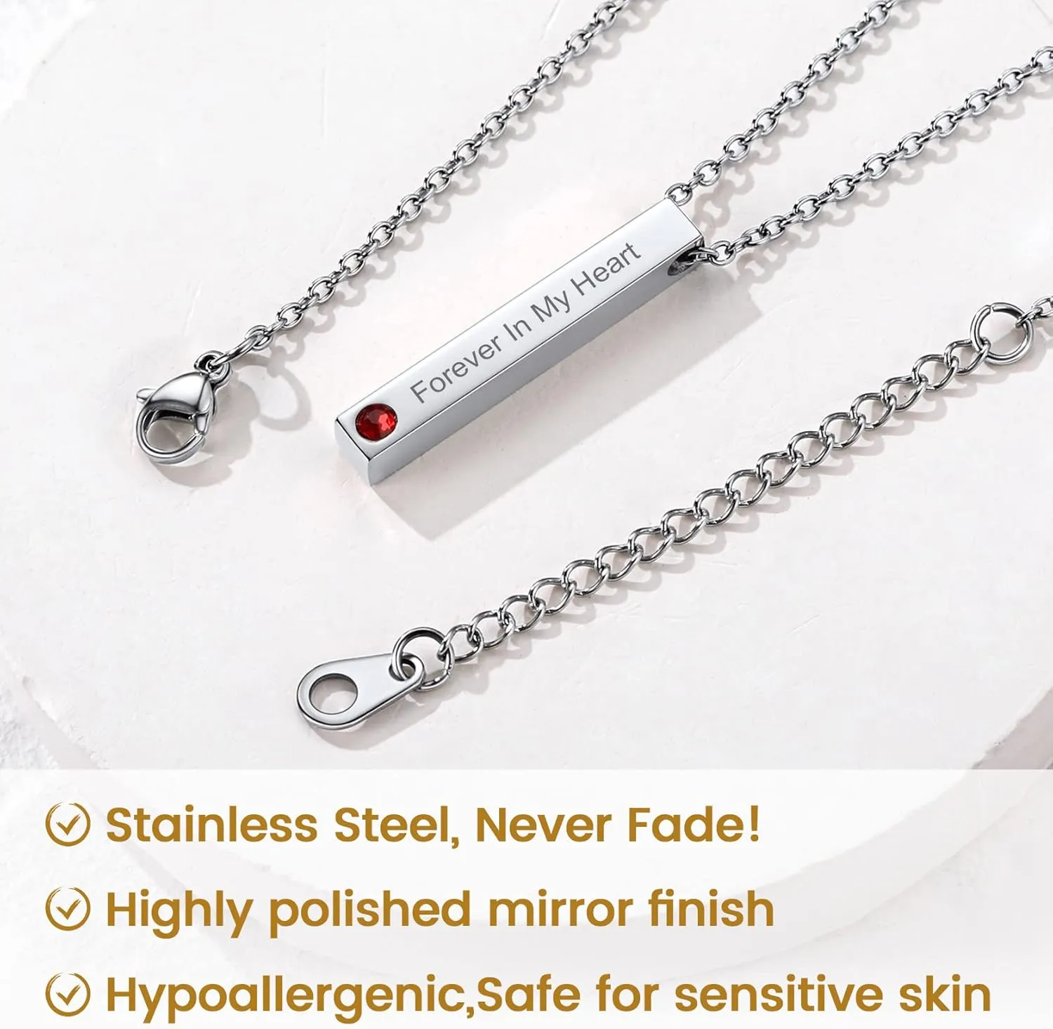 GOLDCHIC JEWELRY Personalized Birthstone Name Necklaces for Men Women, Engraved Family Names Necklace with Birthstone Vertical Bar Necklace, Pendant for Husband/Father/Grandma/Wife Birthday Gifts