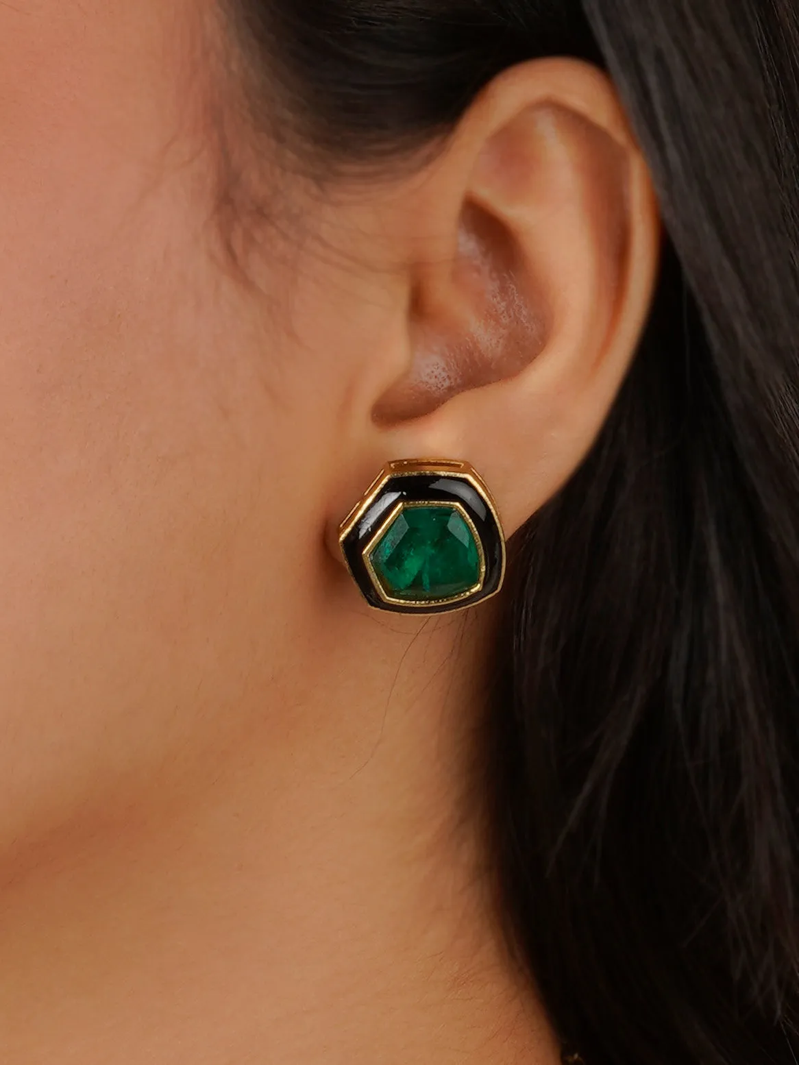 Green Color Gold Plated Contemporary Necklace Set - CC-S2GR