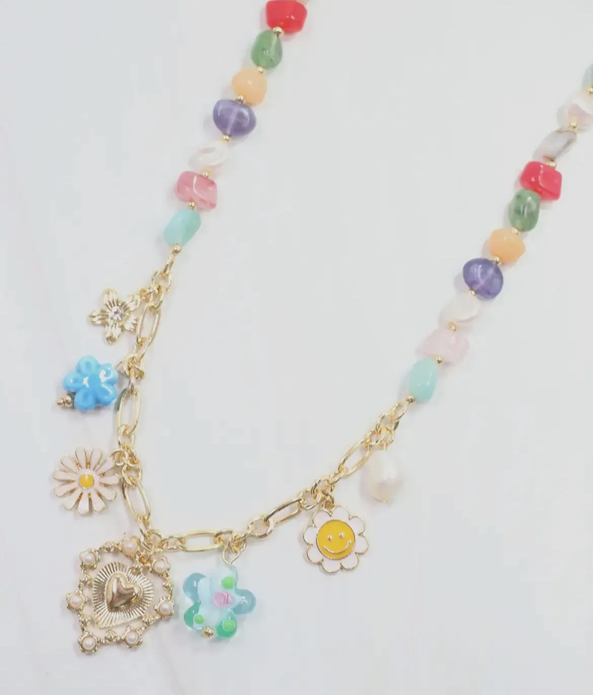 Groovy Gold Charm Necklace