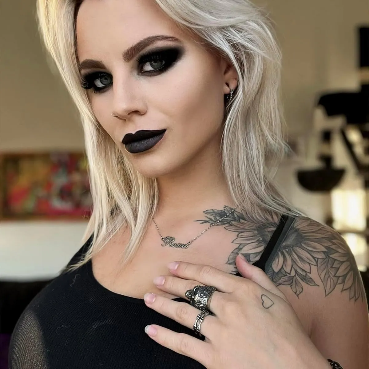 GTHIC Stainless Steel Skull Rings for Women Men Gothic Punk Bone Double Layer Band Rings Jewelry Statement Ring for Wedding Engagement Gift, Size 7-13