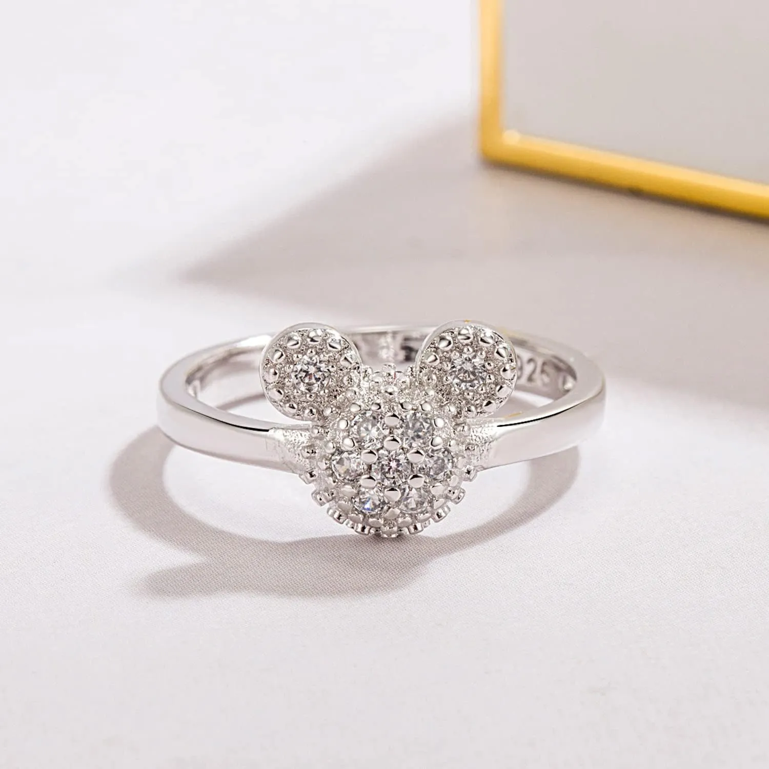 H&Beautimer 925 Sterling Silver Rings for Women-Cute Mickey Design Rings-Female Fine Jewelry-AAA CZ Wedding Rings 3-4-5-6-7-8-9#-Handmade in Italy