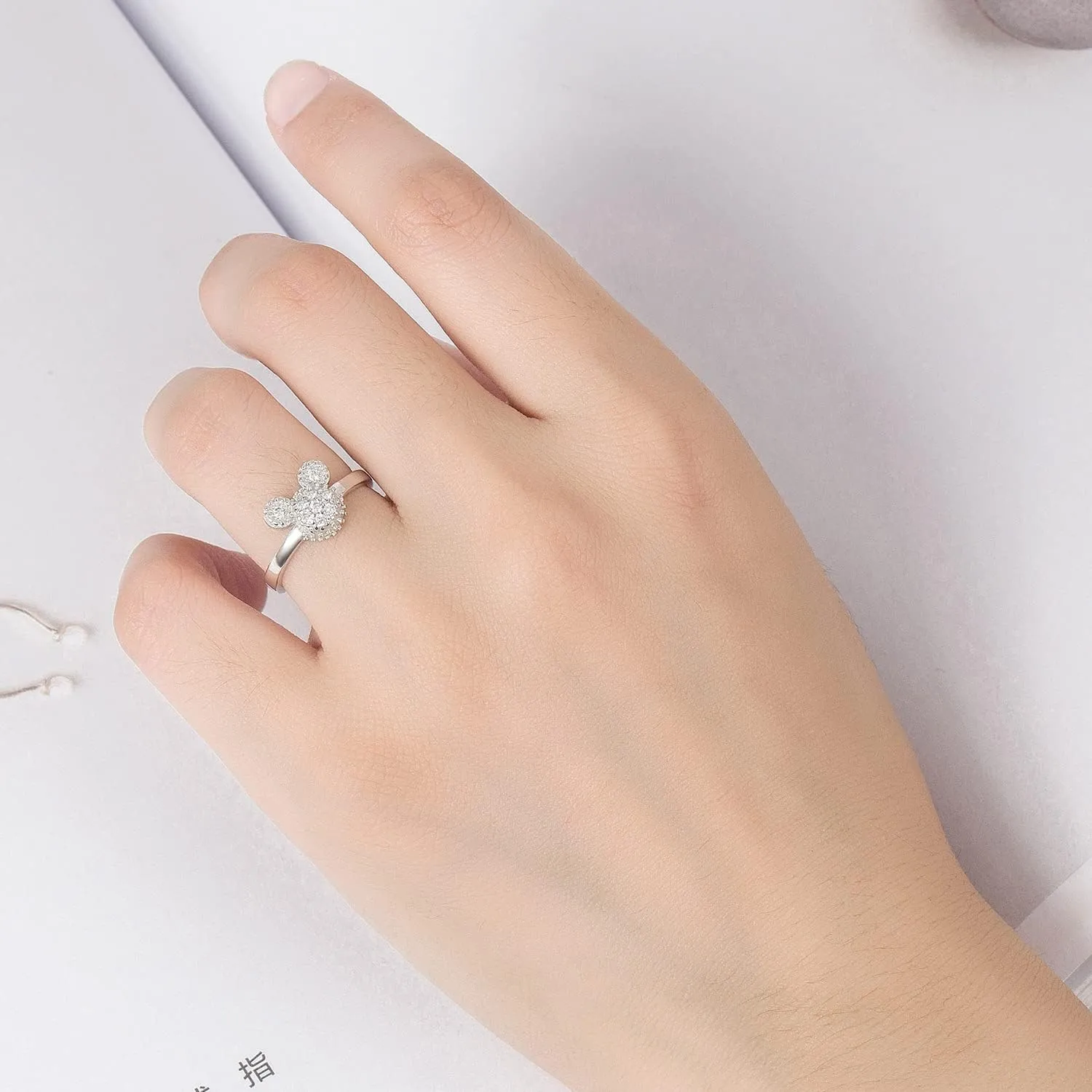 H&Beautimer 925 Sterling Silver Rings for Women-Cute Mickey Design Rings-Female Fine Jewelry-AAA CZ Wedding Rings 3-4-5-6-7-8-9#-Handmade in Italy