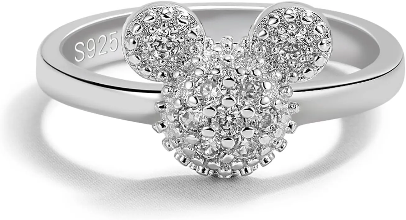 H&Beautimer 925 Sterling Silver Rings for Women-Cute Mickey Design Rings-Female Fine Jewelry-AAA CZ Wedding Rings 3-4-5-6-7-8-9#-Handmade in Italy