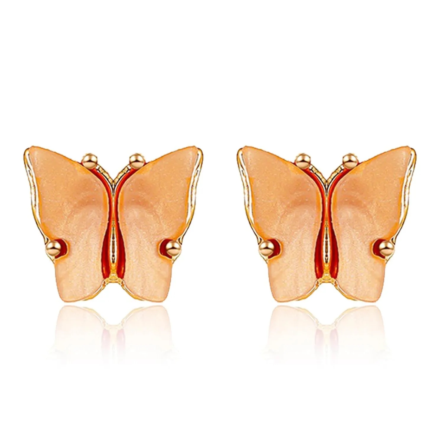Handmade Butterfly Earrings for Women Girls Creative Cute Sweet Small Acrylic Insect Butterfly Stud Ear Hypoallergenic Anniversary Birthday Valentine's Day Jewelry Gift (Orange)