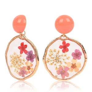 Handmade Pressed Flower Earrings - Unique Real Flower Resin Earrings, Elegant Floral Jewelry, Unique Resin Drop Dangle Plant Earrings,Vintage Design, Perfect Nature-Inspired Gift for Women and Girls