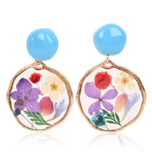 Handmade Pressed Flower Earrings - Unique Real Flower Resin Earrings, Elegant Floral Jewelry, Unique Resin Drop Dangle Plant Earrings,Vintage Design, Perfect Nature-Inspired Gift for Women and Girls