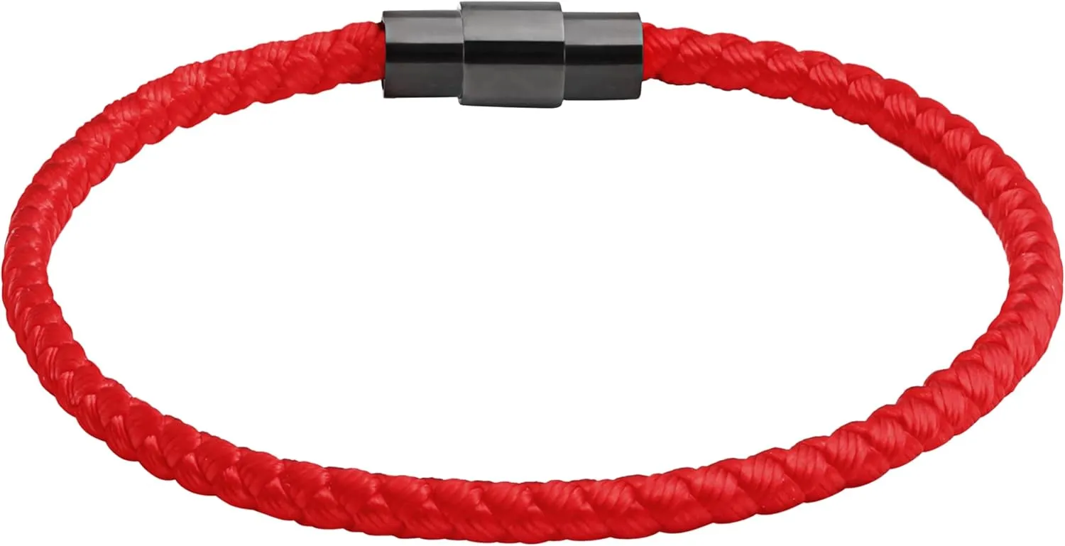 HAQUIL Red Lucky Paracord Bracelet | Durable Unisex Braided Cord with Stainless Steel Closure
