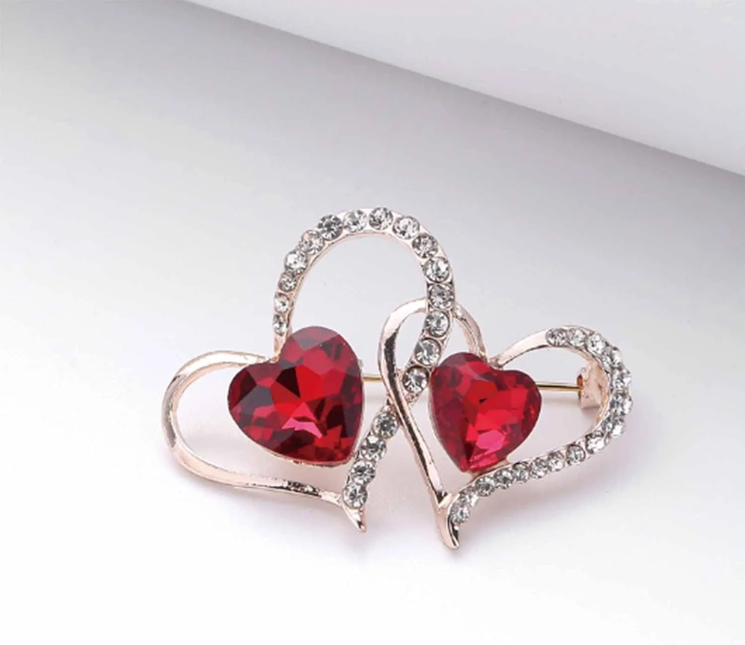 Heart Brooch For Women Cluster Pave Elegant Crystal Love Heart Brooches Pin Wedding Party Clothes Accessories Valentines Gift