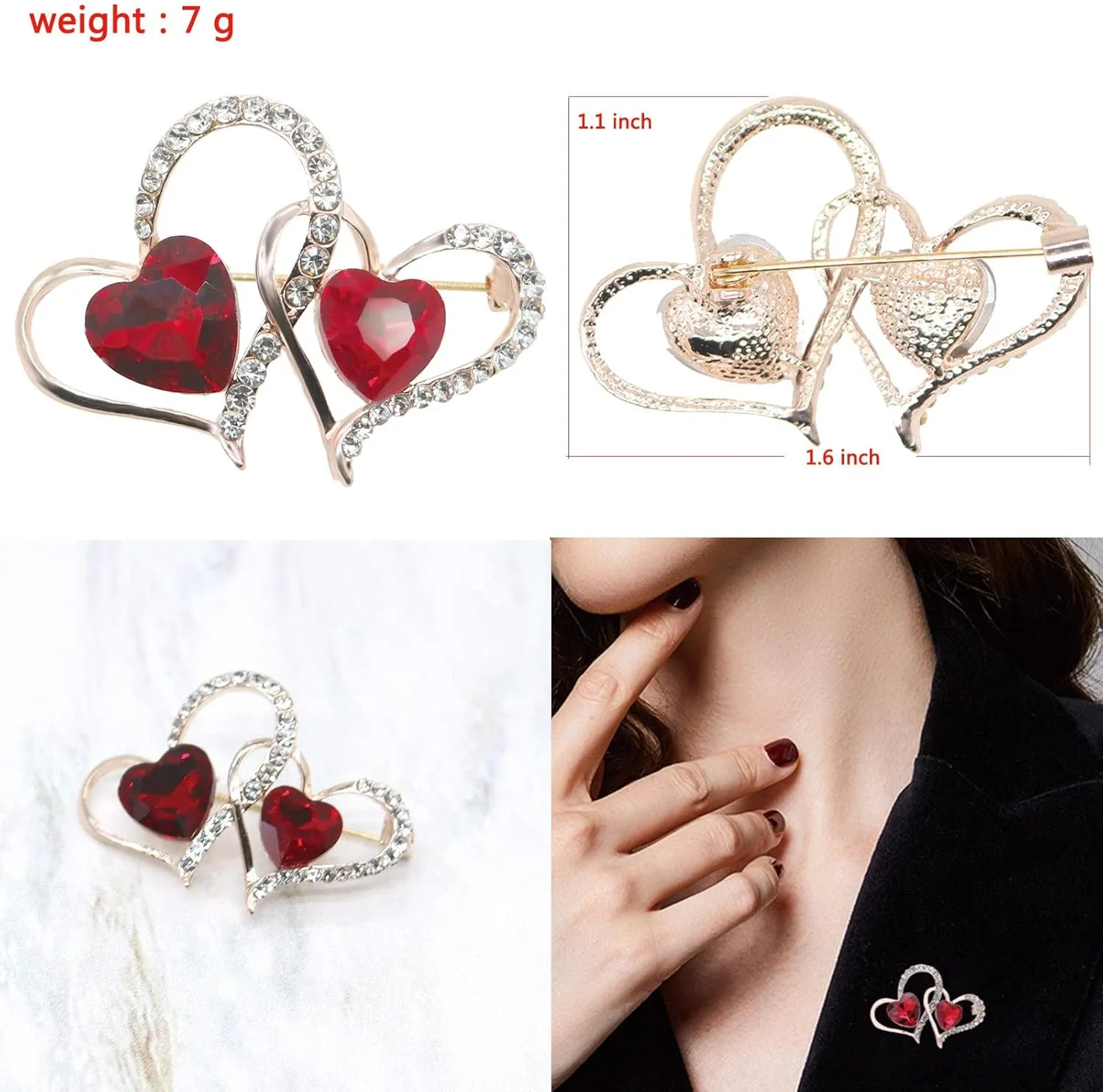 Heart Brooch For Women Cluster Pave Elegant Crystal Love Heart Brooches Pin Wedding Party Clothes Accessories Valentines Gift