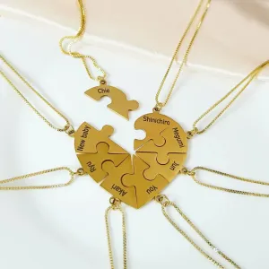 Heart Puzzle Name Necklace, Personalized Pendant Puzzle Necklace, Customized Name Necklace, Customized Family Necklaces, Graduation Gift