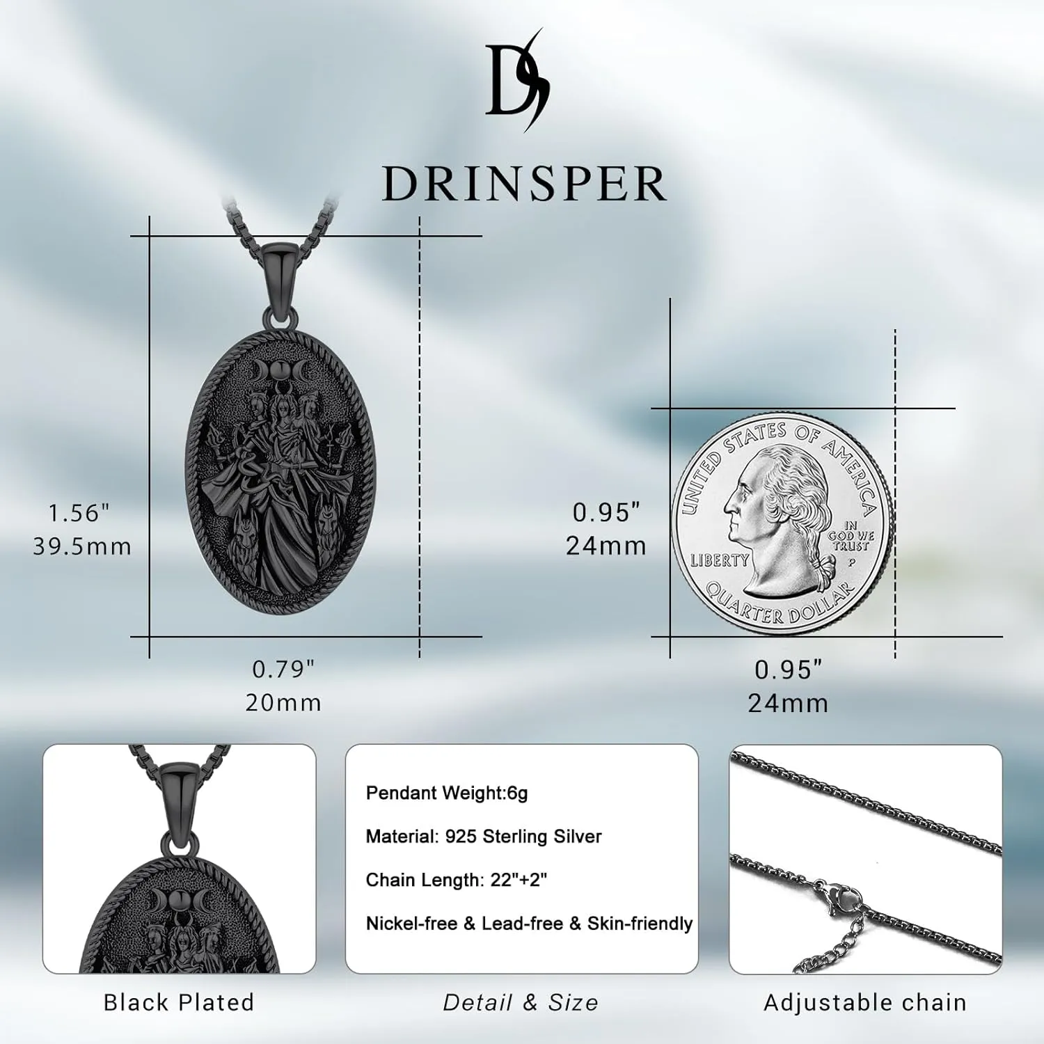 Hecate Wiccan Triple Moon Goddess Necklace Tetragrammaton Nudo De Bruja Plata 925 Original Sterling Silver Cat Moon Pendant Hekate Witch Necklace Amulet Witchy Jewelry Gifts for Women Men
