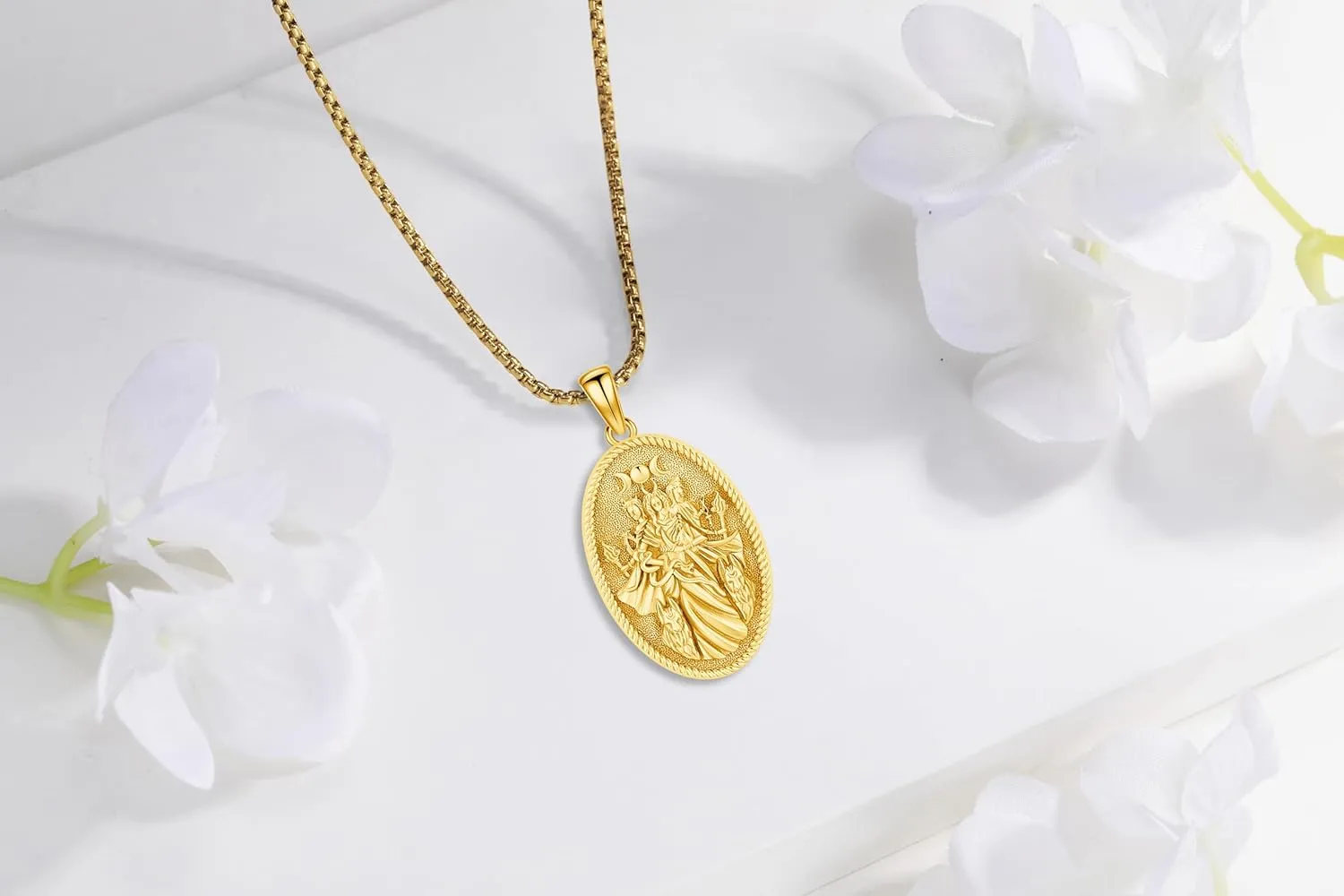 Hecate Wiccan Triple Moon Goddess Necklace Tetragrammaton Nudo De Bruja Plata 925 Original Sterling Silver Cat Moon Pendant Hekate Witch Necklace Amulet Witchy Jewelry Gifts for Women Men