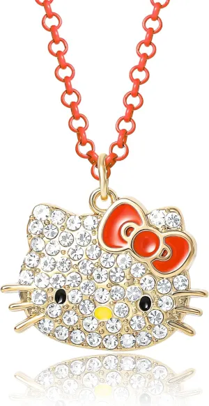 Hello Kitty Sanrio Pave Pendant Necklace 16" 3" - Official License Necklace Jewelry
