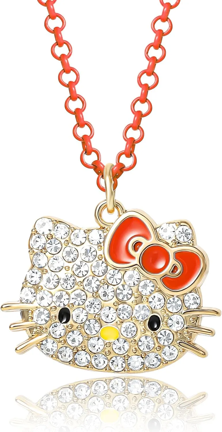 Hello Kitty Sanrio Pave Pendant Necklace 16" 3" - Official License Necklace Jewelry