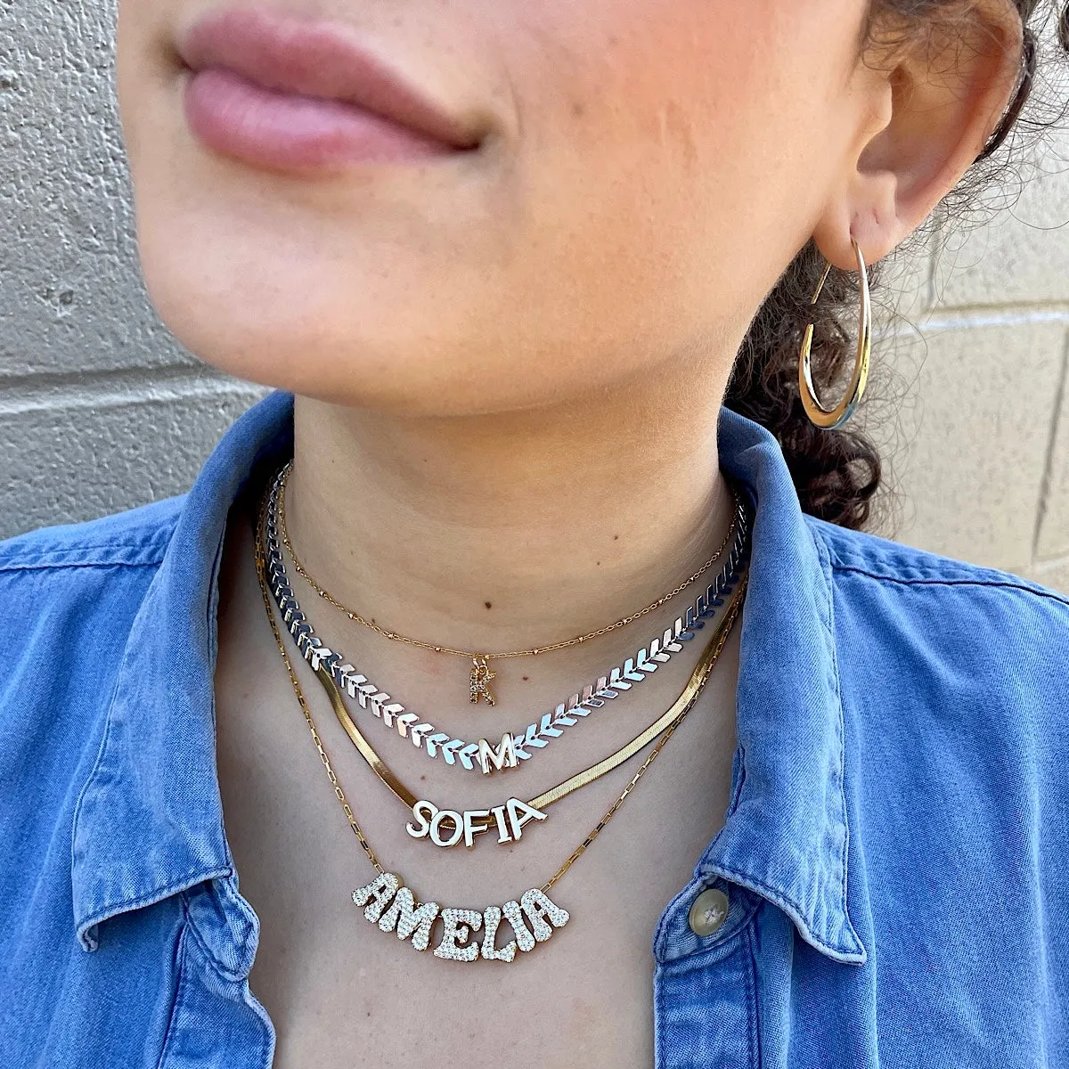Herringbone Slider Name Necklace