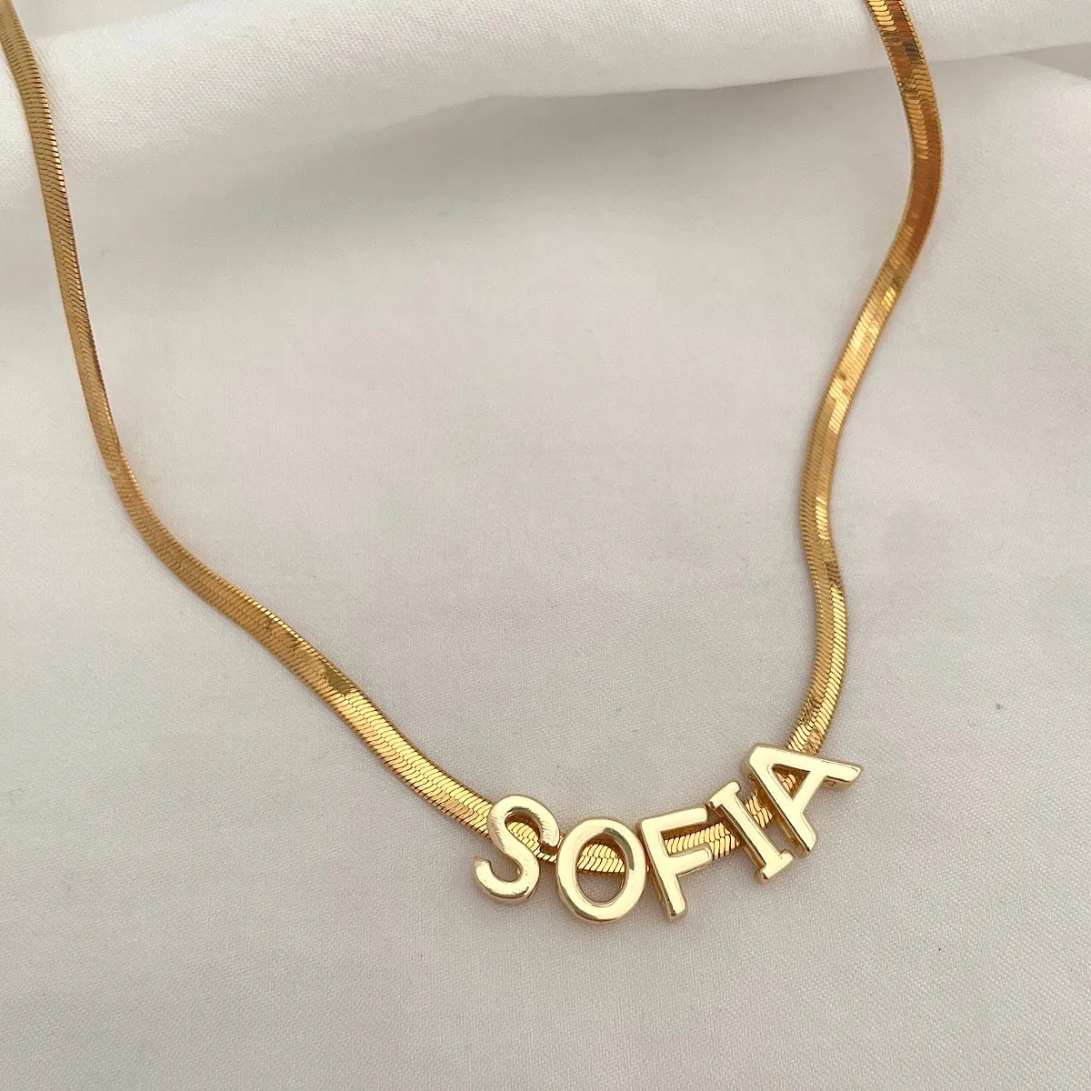 Herringbone Slider Name Necklace