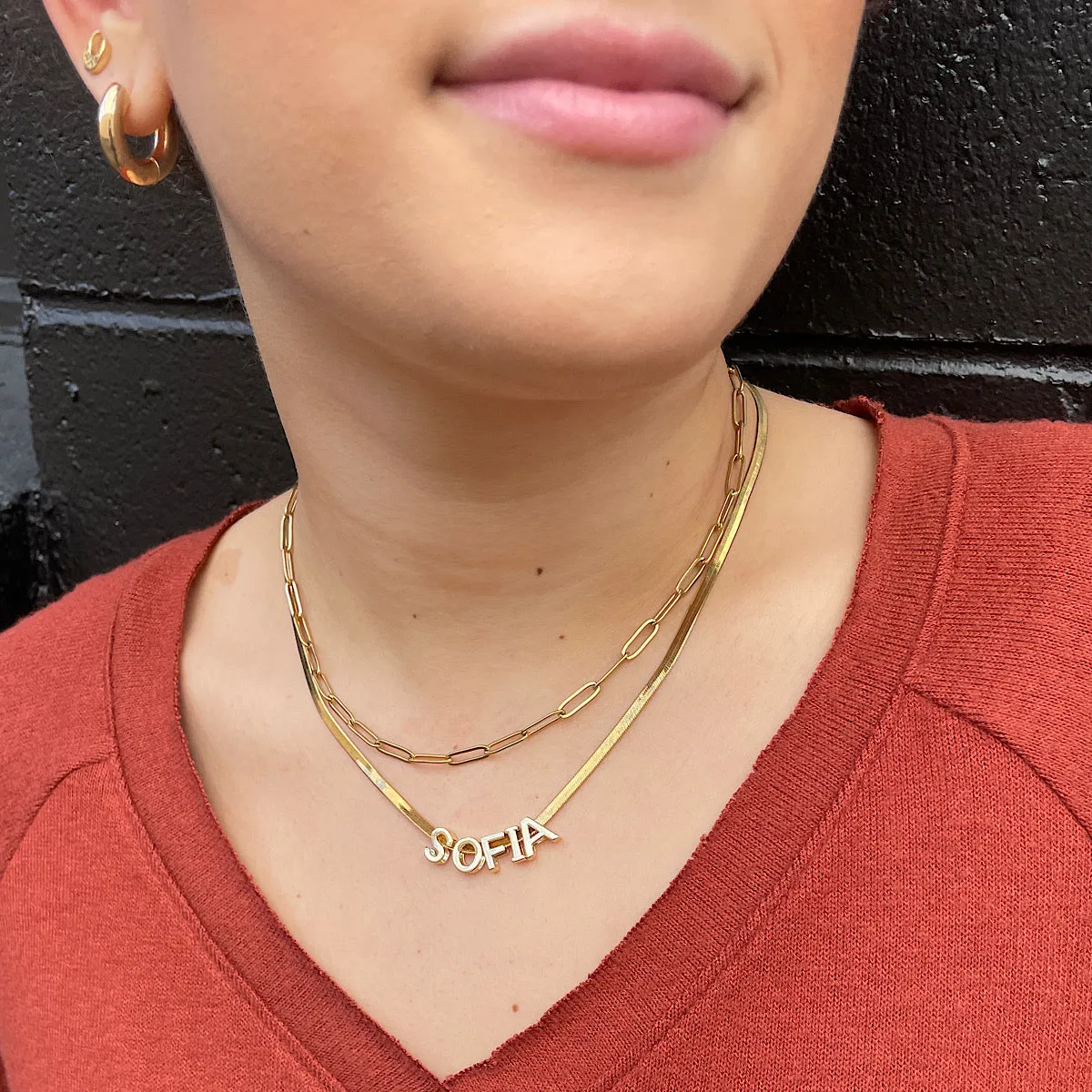 Herringbone Slider Name Necklace