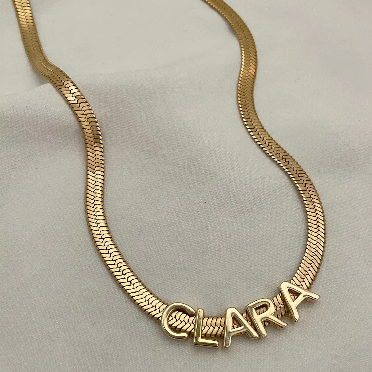 Herringbone Slider Name Necklace