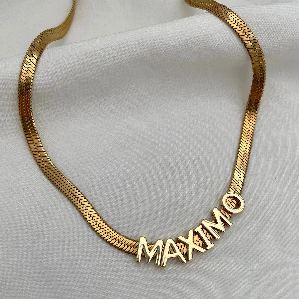 Herringbone Slider Name Necklace