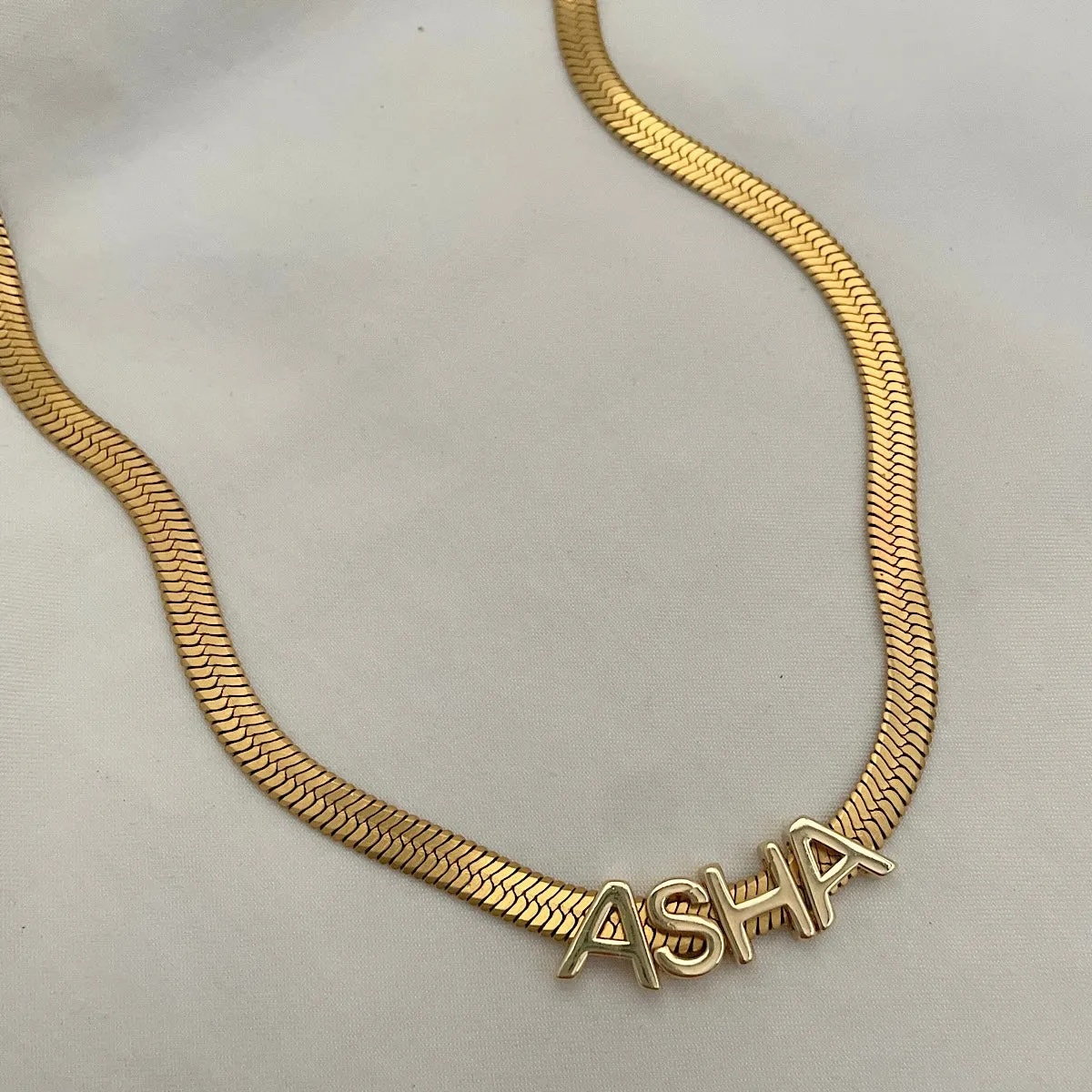 Herringbone Slider Name Necklace