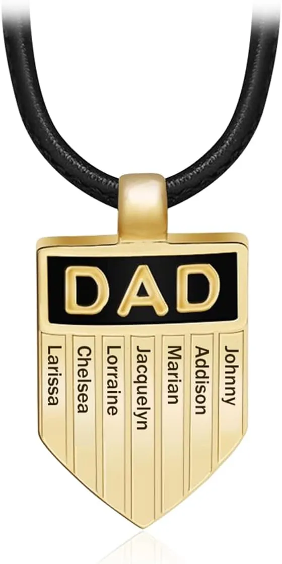His Gift Personalized Dad Necklace with Names Engraved Father Necklaces Custom Father's Day Necklace for Men Grandpa Husband