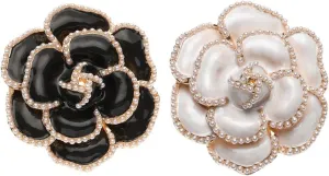 HomeSoGood 2Pcs Pearl Camellia Flower Brooch Coat Alloy Brooch Enamel Camellia Elegant Pin Jewelry Accessories for Women