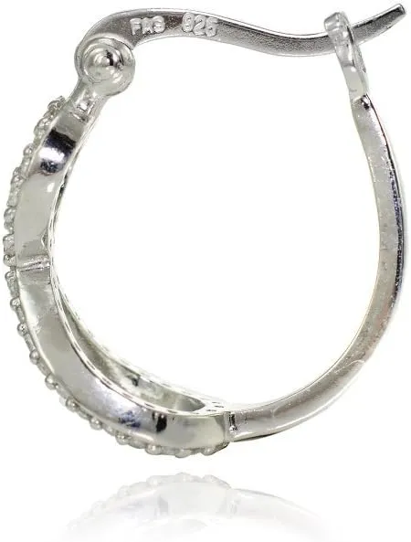 Hoops & Loops 925 Sterling Silver Cubic Zirconia Infinity Figure Eight 18mm Hoop Earrings for Women, Silver, Yellow Gold, Rose Gold