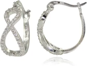 Hoops & Loops 925 Sterling Silver Cubic Zirconia Infinity Figure Eight 18mm Hoop Earrings for Women, Silver, Yellow Gold, Rose Gold