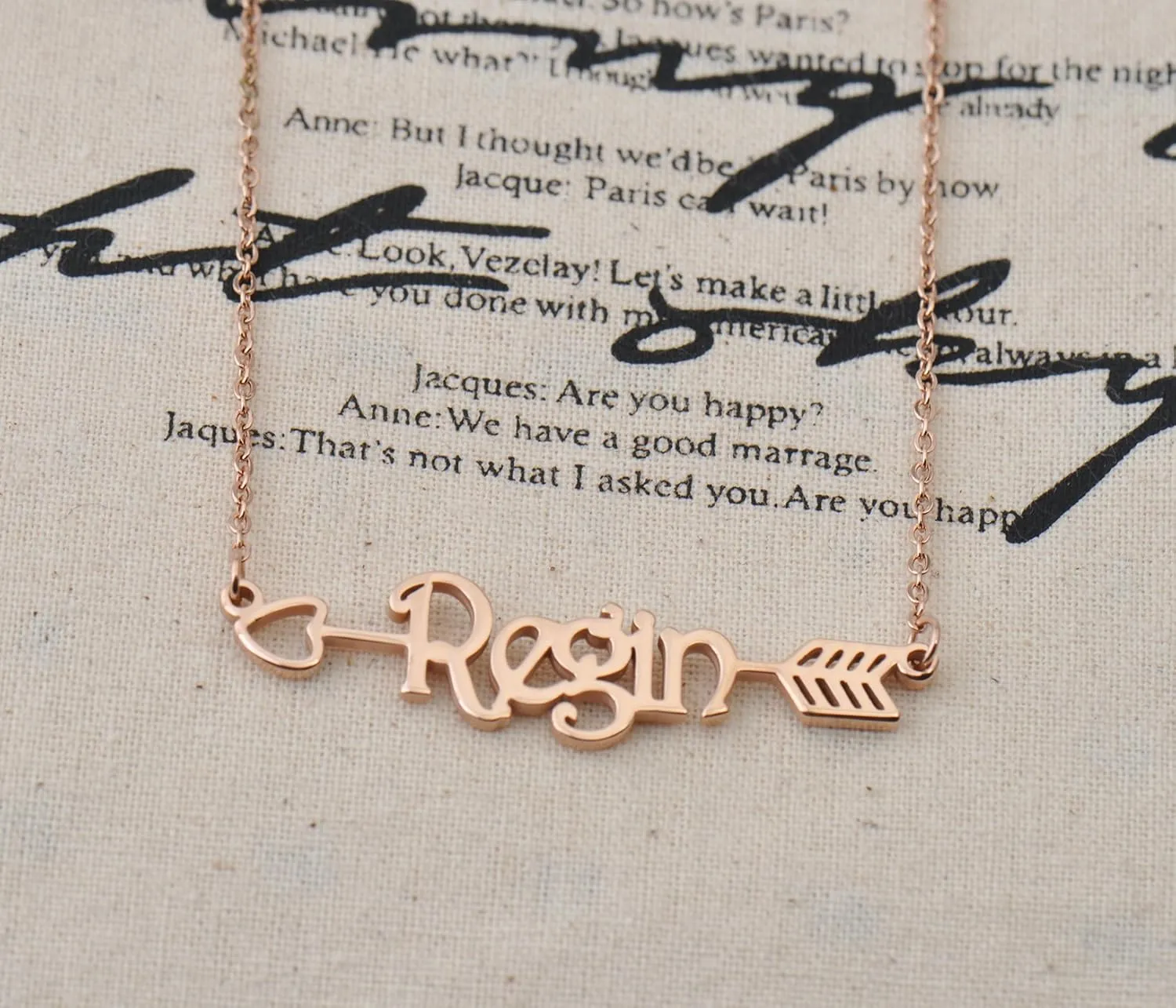 HUAN XUN Personalized Customized Custom Name Initial Necklace Monogrammed Words Girl's Jewelry