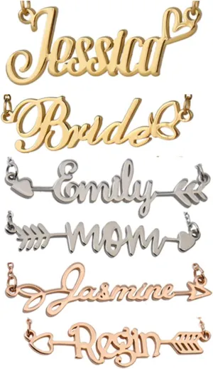HUAN XUN Personalized Customized Custom Name Initial Necklace Monogrammed Words Girl's Jewelry