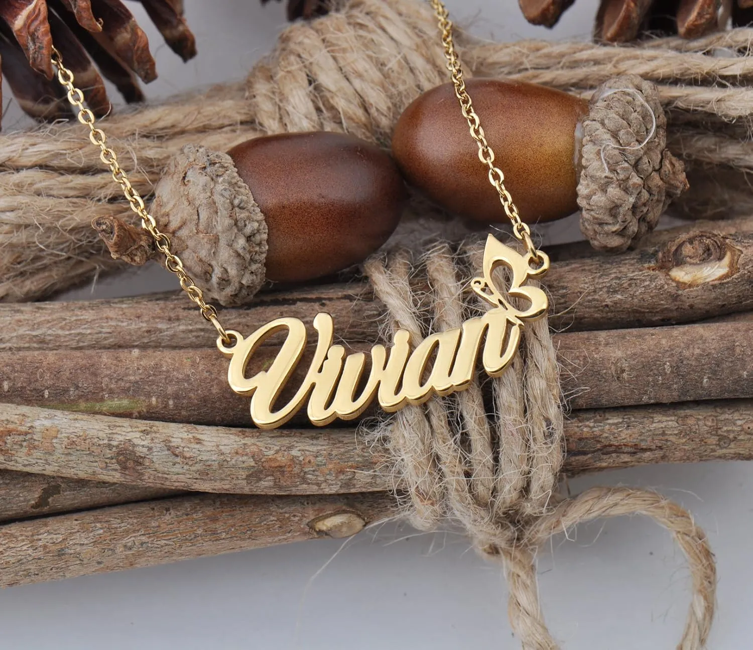 HUAN XUN Personalized Customized Custom Name Initial Necklace Monogrammed Words Girl's Jewelry