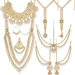 I Jewels 18k Gold Plated Wedding Wear Indian Bollywood Faux Kundan & Stone Studded Dulhan Bridal Jewelry Set for Women